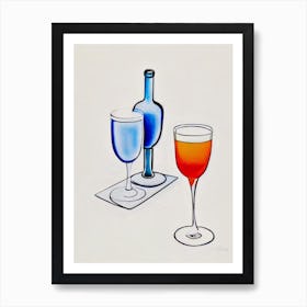 Aviation Picasso Line Drawing Cocktail Poster Art Print