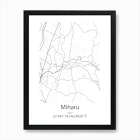 Miharu,Japan Minimalist Map Art Print