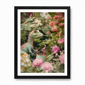 Pastel Toy Dinosaur In The Garden 2 Art Print