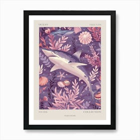 Purple Mako Shark Illustration 2 Poster Art Print