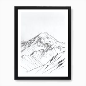 Mount Elbrus Russia Line Drawing 2 Art Print