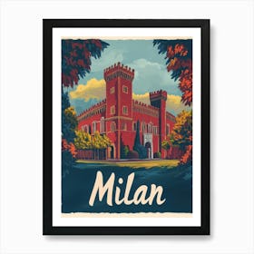 Aihrgdesign A Retro Travel Poster For Milan 2 Art Print