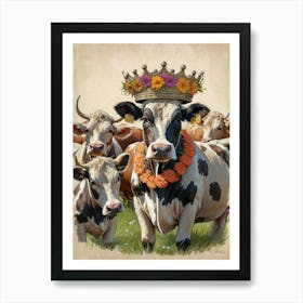 Cows With Crowns Art Print