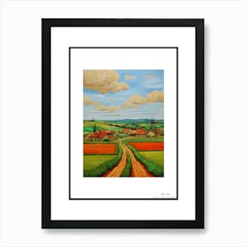 Green plains, distant hills, country houses,renewal and hope,life,spring acrylic colors.45 Art Print