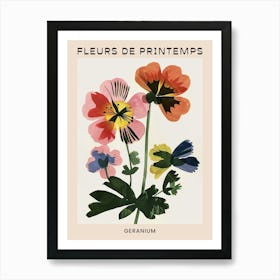 Spring Floral French Poster  Geranium 2 Art Print