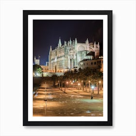 Palma Cathedral La Seu at Night Art Print