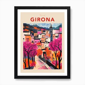 Girona Spain Fauvist Travel Poster Art Print