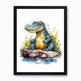 Compsosuchus Cute Dinosaur Watercolour 2 Affiche