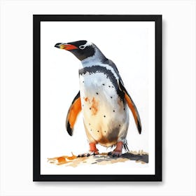 Humboldt Penguin Ross Island Watercolour Painting 1 Art Print