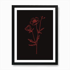 Flowers On A Black Background 3 Art Print