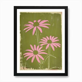 Pink & Green Black Eyed Susan Art Print