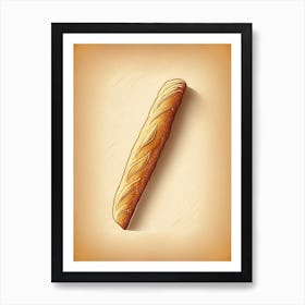 Breadstick Bakery Product Retro Drawing Art Print