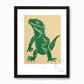 Green Iguana Bold Block 2 Poster Art Print