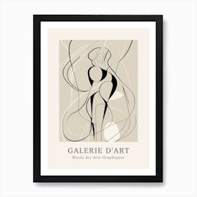 Galerie D'Art Abstract Line Art Figure Neutrals 5 Art Print