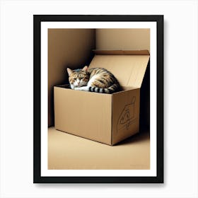 Cat In A Box Art Print