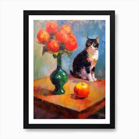 Amaryllis With A Cat 4 Art Print
