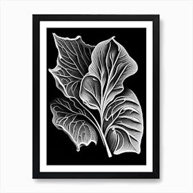 Pea Leaf Linocut Art Print