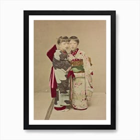 Two Children In Traditional Japanese Clothes Poster