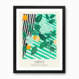 Marche Aux Legumes Mint Summer Illustration 2 Art Print