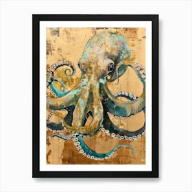 Dumbo Octopus Gold Effect Collage 2 Art Print