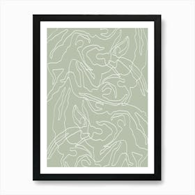 Line art Face Sage Green_2456190 Art Print