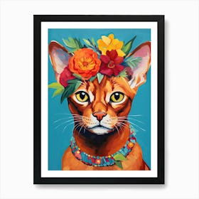 Abyssinian Cat With A Flower Crown Painting Matisse Style 3 Art Print
