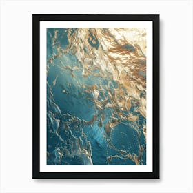 Gold And Blue Water Art Print