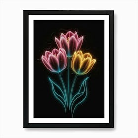 Neon Tulips 2 Art Print