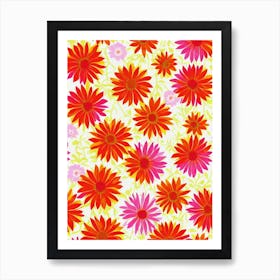 Gazania Floral Print Retro Pattern 1 Flower Art Print