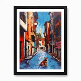 Painting Of Istanbul With A Cat In The Style Of Post Modernism 1 Art Print