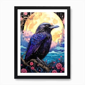 Crow Japanese Style Art Print