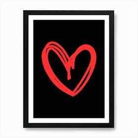 Heart balck and Red Art Print