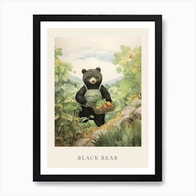 Beatrix Potter Inspired  Animal Watercolour Black Bear 3 Art Print