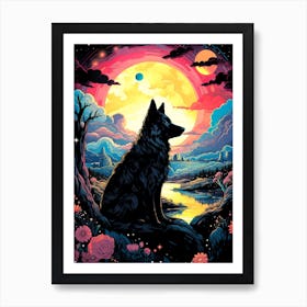 Wolf In The Moonlight 4 Art Print