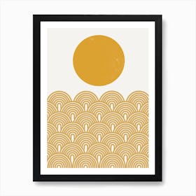 Golden Sun And Waves, Summer Mood Art Print