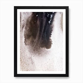 Abstract watercolor black paint background. 1 Art Print