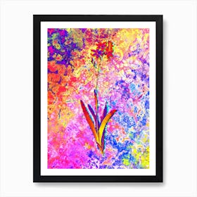 Corn Lily Botanical in Acid Neon Pink Green and Blue n.0014 Art Print
