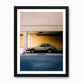 Silver Retro Car In A Parking Garage Photo Art Print
