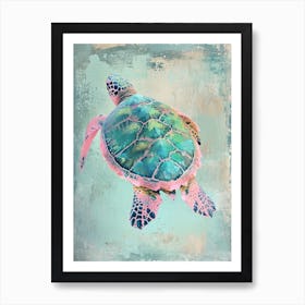Pastel Sea Turtle In The Ocean 2 Art Print