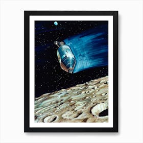 Rendered Image Of A Small Lunar Subsatellite Being Ejected Into Lunar Orbit From The Apollo 15 Service Module Art Print