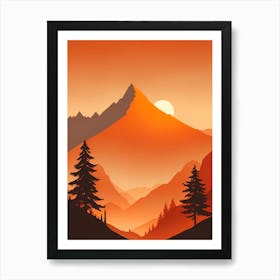 Misty Mountains Vertical Composition In Orange Tone 180 Art Print