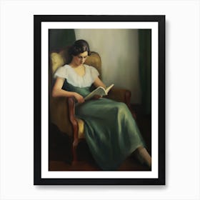 Antique Woman Reading Oil Painting Art Print