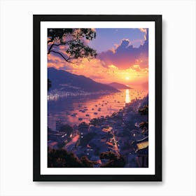 Sunset In Japan Art Print