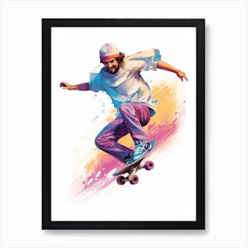 Skateboarding In Dubai, United Arab Emirates Gradient Illustration 4 Art Print