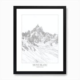 Mont Blanc France Italy Line Drawing 2 Poster Art Print