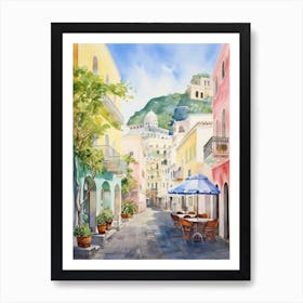 Amalfi, Italy Watercolour Streets 4 Art Print