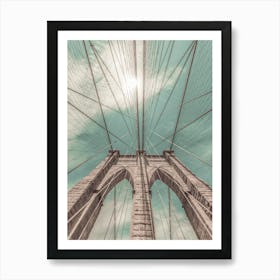 Brooklyn Bridge in Detail Urban Vintage Style Art Print