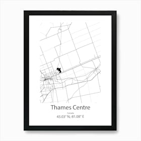 Thames,New Zealand Minimalist Map Art Print