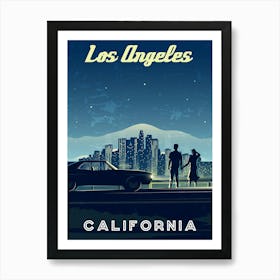 Los Angeles, California — Retro travel minimalist poster Art Print