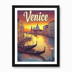 Aihrgdesign A Retro Travel Poster For Venice 1 Art Print